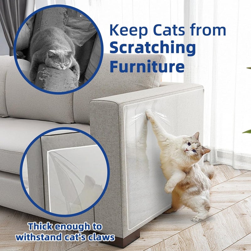 TOOSOFt Anti Cat Scratch Furniture Protector Clear Thicken Vinyl 196.9"x16.5" Couch Protector from Cat Claws - Single Sided Sticky Flexible Dog Tape for Furniture, for Couch Corner Door Walls Bed - Image 3